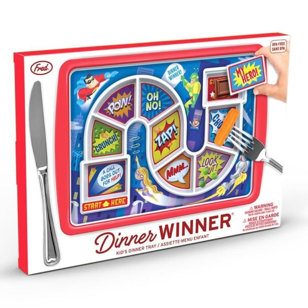 Genuine Fred DINNER WINNER Kids' Dinner Tray / Plate Supper Hero NWT
